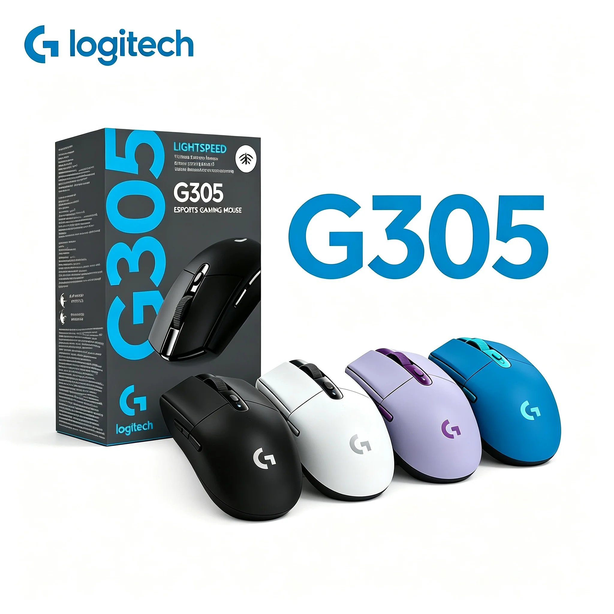 Logitech G305 LIGHTSPEED Wireless Gaming Mouse, 12000 DPI HERO Sensor, 250 Hours Battery Life 6 Programmable Buttons Gaming Mice