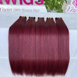 Yiwigs 12A Grade 99J Burgundy Colored Red Bone Straight Raw Human Hair Bundles 100% 16-24 inches Brazilian Bundles xtensions