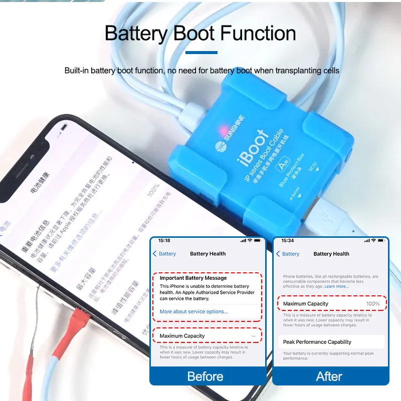 SUNSHINE IBoot A Power Supply Cable for Mobile Phone Repair Cable For IP X-17PM Battery One Second Boot Cable Line Tool