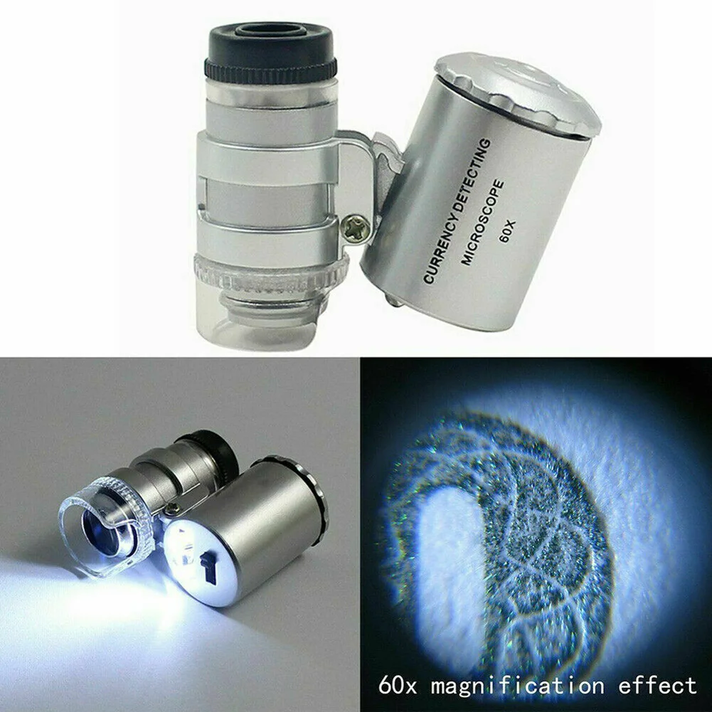 1pcs for durable Magnifier Jewelry LED Light Loop Loupe Magnifying Microscope Jewellers for mini Pocket 1.41X1.57X0.78\