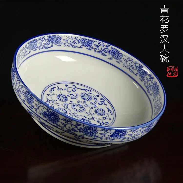 

Jingdezhen blue and white porcelain soup bowl noodles bowl ramen salad bowl pickled cabbage fish bowl boiled fish hoteltableware