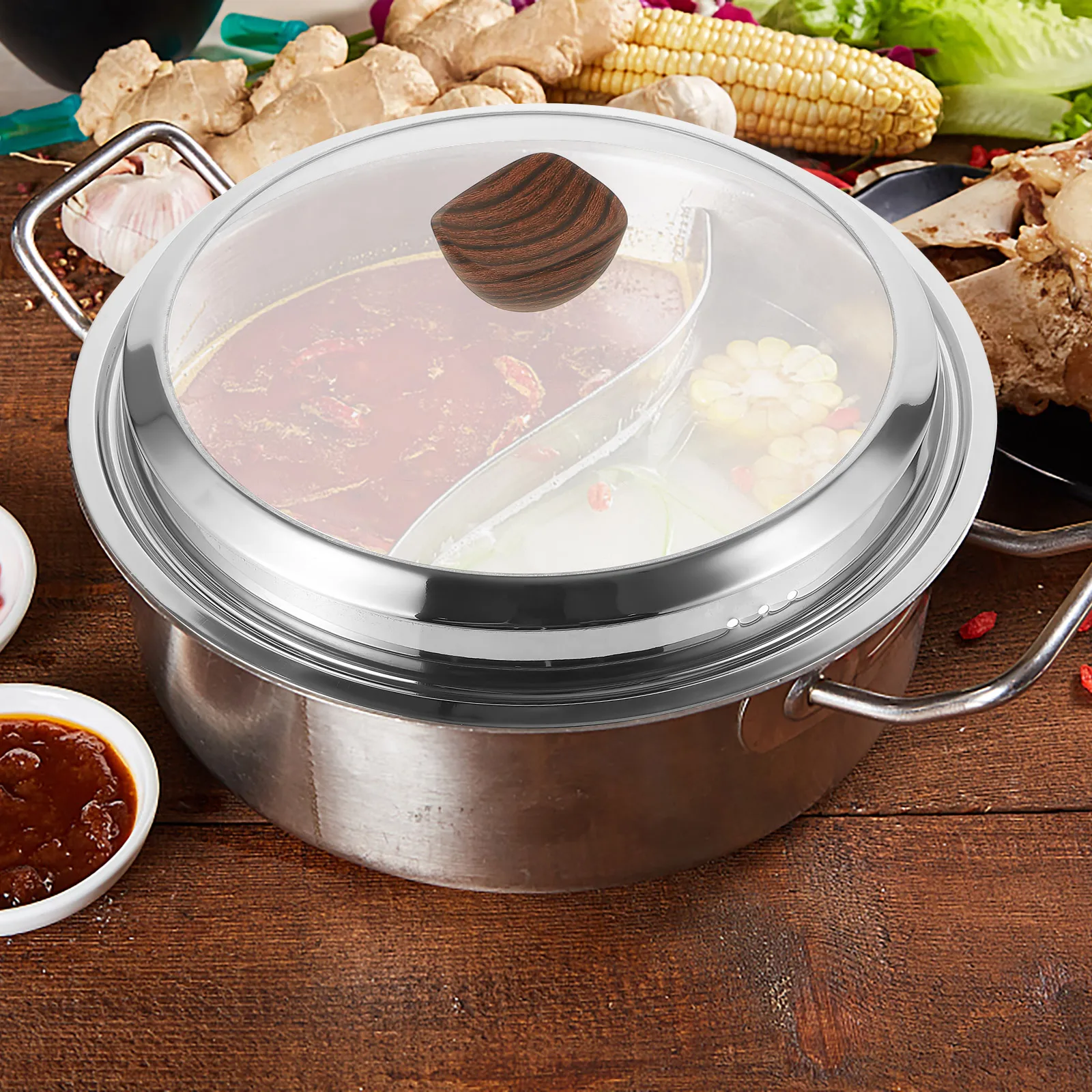 

Silicon Household Small Cooking Pot Gas Double-ear Soup Thickened and Deepened Instant Noodle Yellow Aluminum Lid