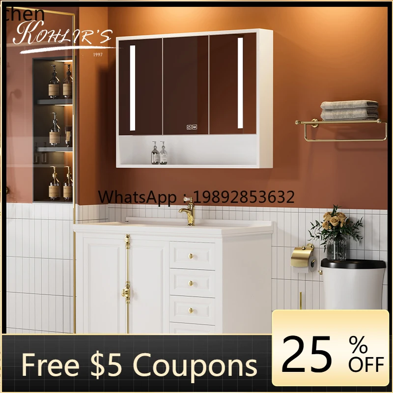 

retro bathroom cabinet combination solid wood washbasin floor-to-ceiling ceramic washbasin oak washbasin pool