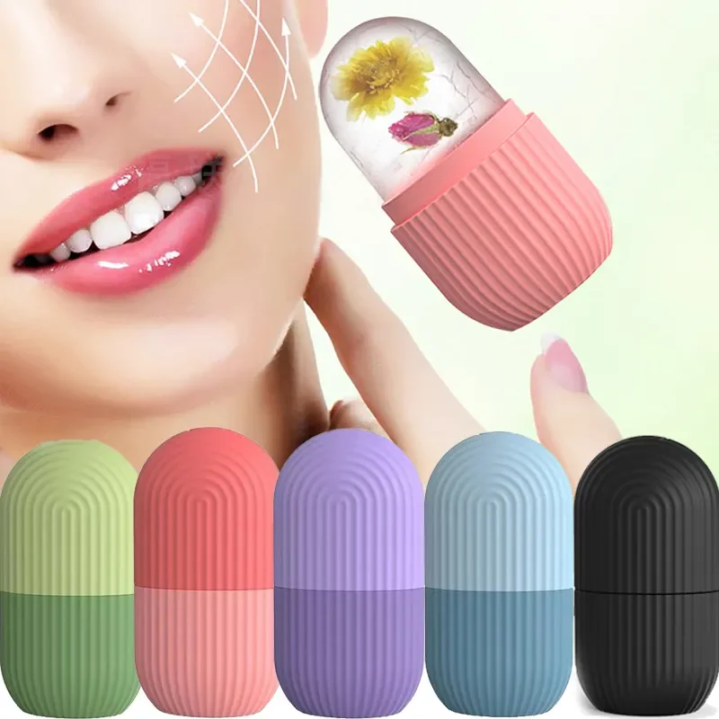 Rolo Facial De Gelo De Silicone, Ferramentas De Contorno De Levantamento, Bandejas De Cubo De Gelo, Bola De Gelo, Hidratante, Lavável, Forno, Face Massager, Cuidados Com A Pele