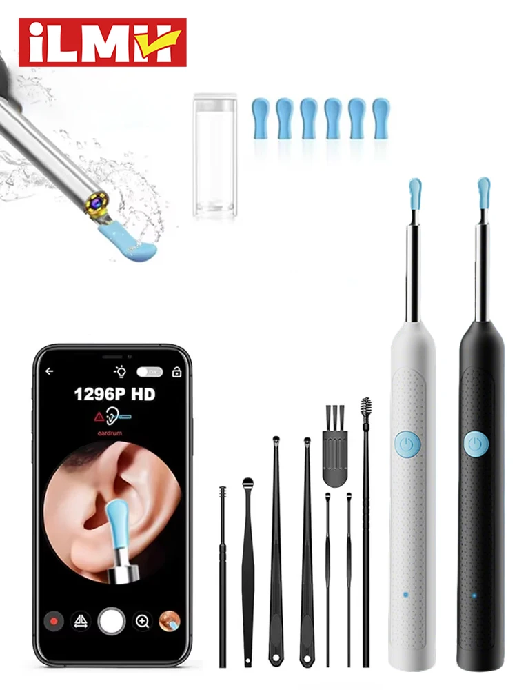 Nettoyeur visuel de cire d'oreille avec caméra, Endoscope d'élimination du cérumen en toute sécurité avec caméra de 5M, Otoscope lumineux, outils de nettoyage des oreilles, soins des oreilles