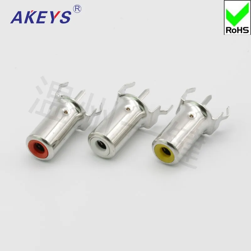 10 PCS AV concentric socket 3-foot RCA socket single-hole PCB welding audio and video socket lotus socket AV1-8.4-11A