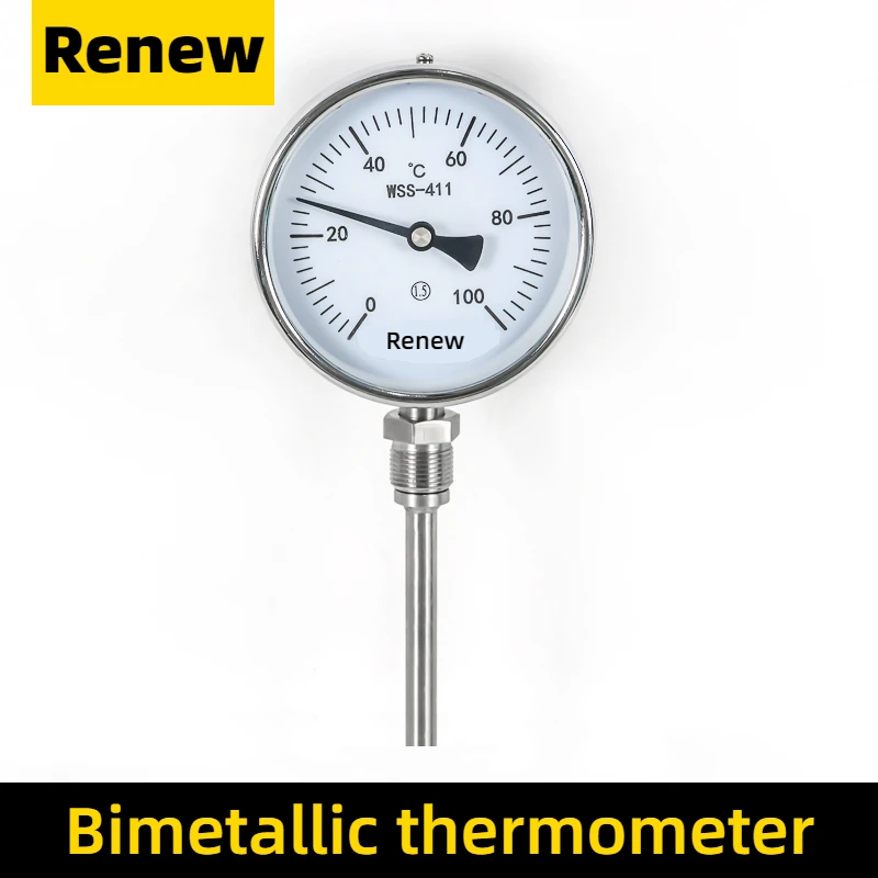 Termômetro Bimetálico com Diâmetro Ponteiro Axial Caldeira Pato Indústria Pato Assado Aço Inoxidável