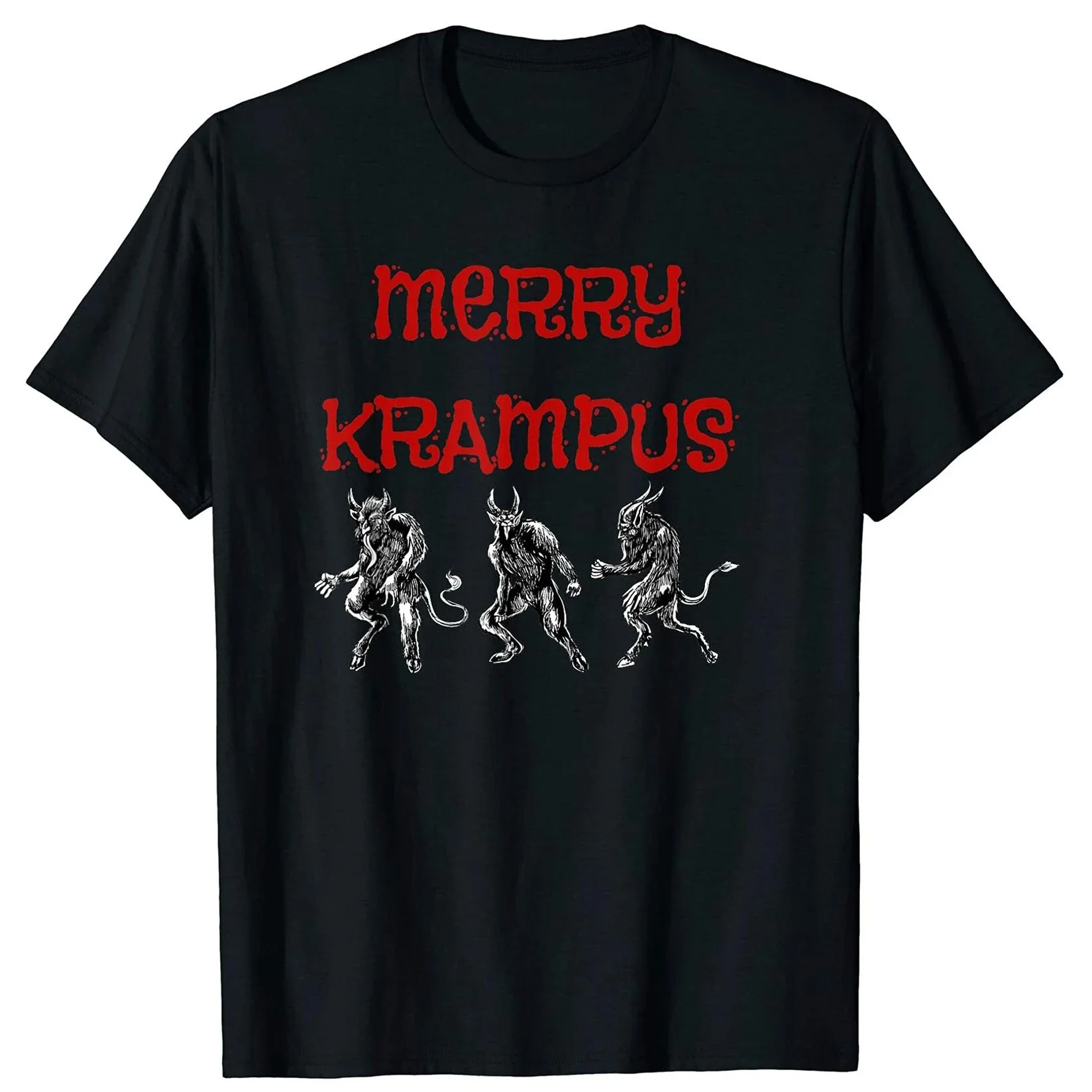 

Funny Vintage Merry Krampus Christmas Horror Mens T-Shirt. Summer Cotton Short Sleeve O-Neck Unisex T Shirt New Gift S-3XL