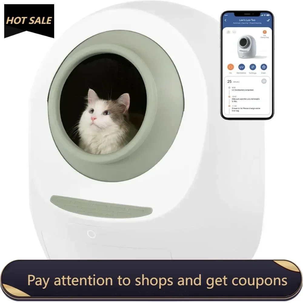 

Self-Cleaning Litter Box with Anti-Pinch Sensors, Odor Removal, Health Monitoring and Hands-Free App Control for Multiple Cats