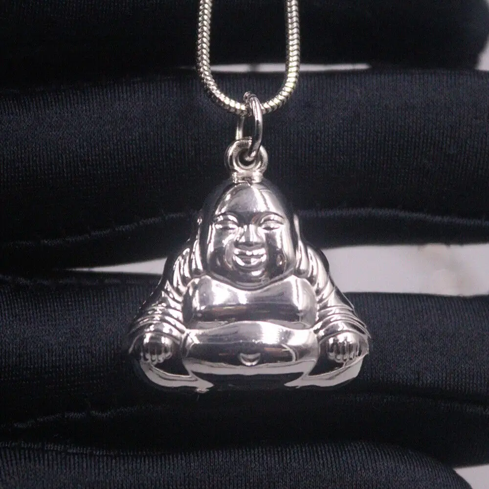 Real 925 Sterling silver Middle Buddha Blessing Pendant 29mm H