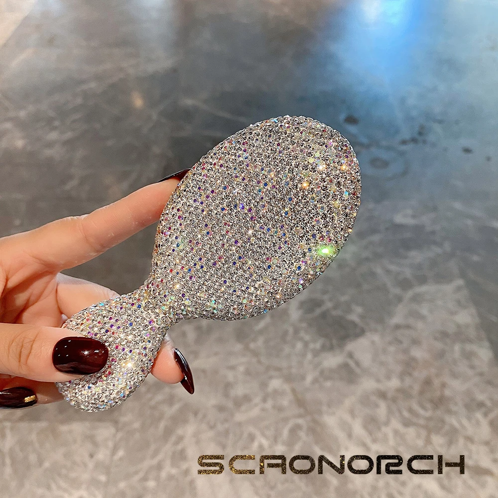 SCAONORCH Luxury Mini Airbag Comb Sparkling Rhinestone Portable Travel Massage Hair Comb Girl Hairdressing Styling Beauty Tool