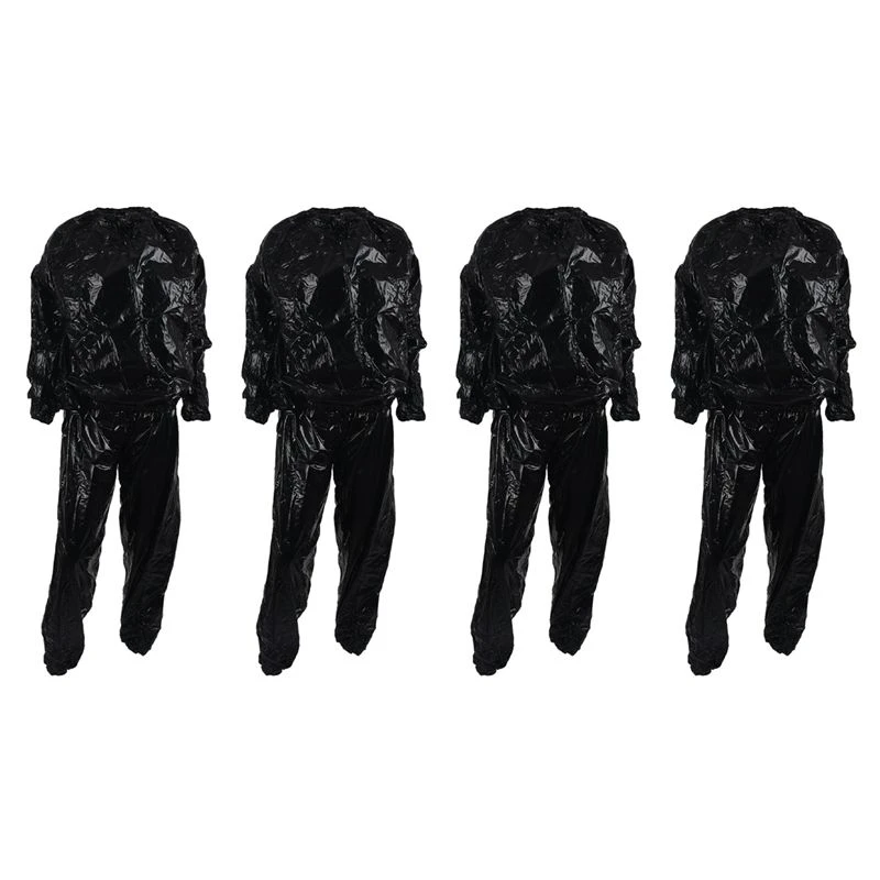 Hot kf-4X Heavy Duty Fitness Weight Loss Sweat Sauna Suit Exercise Gym Anti-Rip Black XXXL