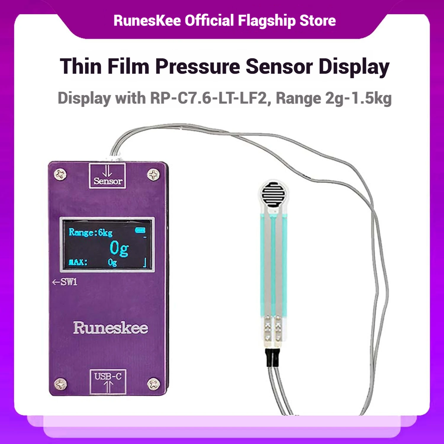 

1.5kg RP-C7.6-LT-LF2 with Digital Thin Film Pressure Sensor Display CMCU-05A Pressure Transmitter Module DIY Transducer