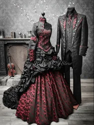 Burgundy Vintage One Shoulder Sleeve Prom Dress Gothic Victorian Pleated Poncho Steampunk Applique Vestidos De Fiesta Elegantes