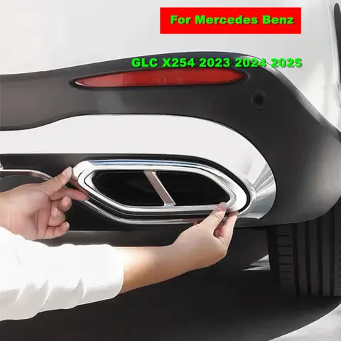 2 조각 ABS 자동차 후면 배기 머플러 파이프 커버 트림 메르세데스 벤츠 GLC X254 GLC260 GLC300 AMG 2023-2025 외부 액세서리