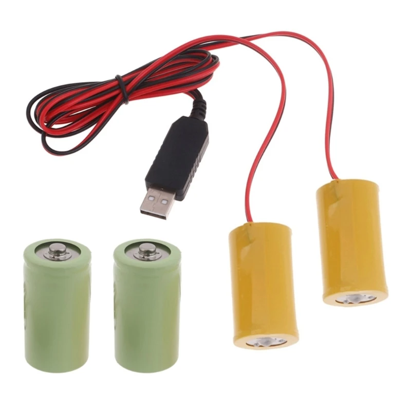 DX11 2in1 3V AAA Battery D Battery Eliminators Cable Replace 2Pcs 1.5V D LR20