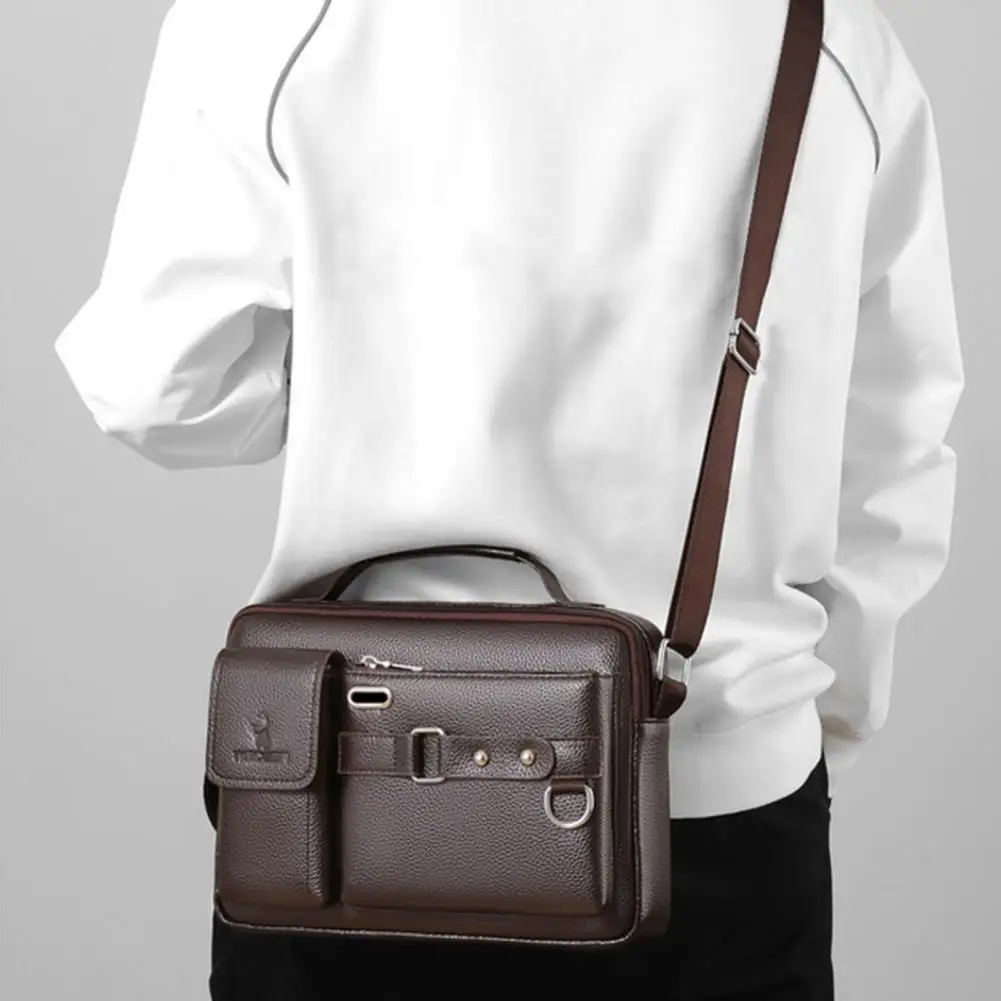 Men Business Bag Wear-resistant Crossbody Bag Reusable Anti-theft Useful Multipurpose Comfortable Handle Business Bag