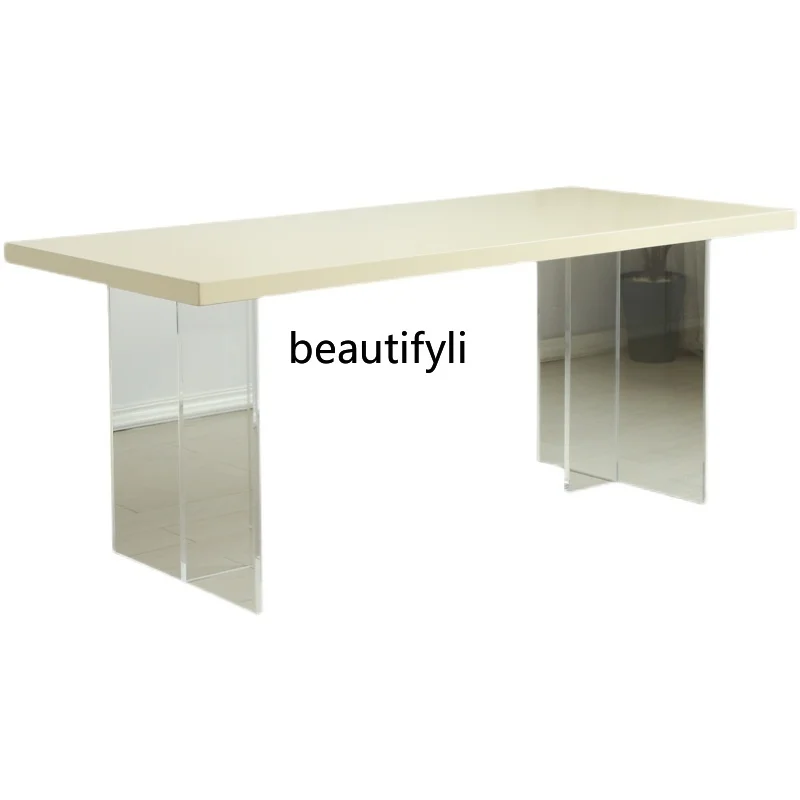 

Nordic Acrylic Dining Table Modern Simple and Light Luxury Home Suspension Solid Wood Long Table Designer Desk furniture