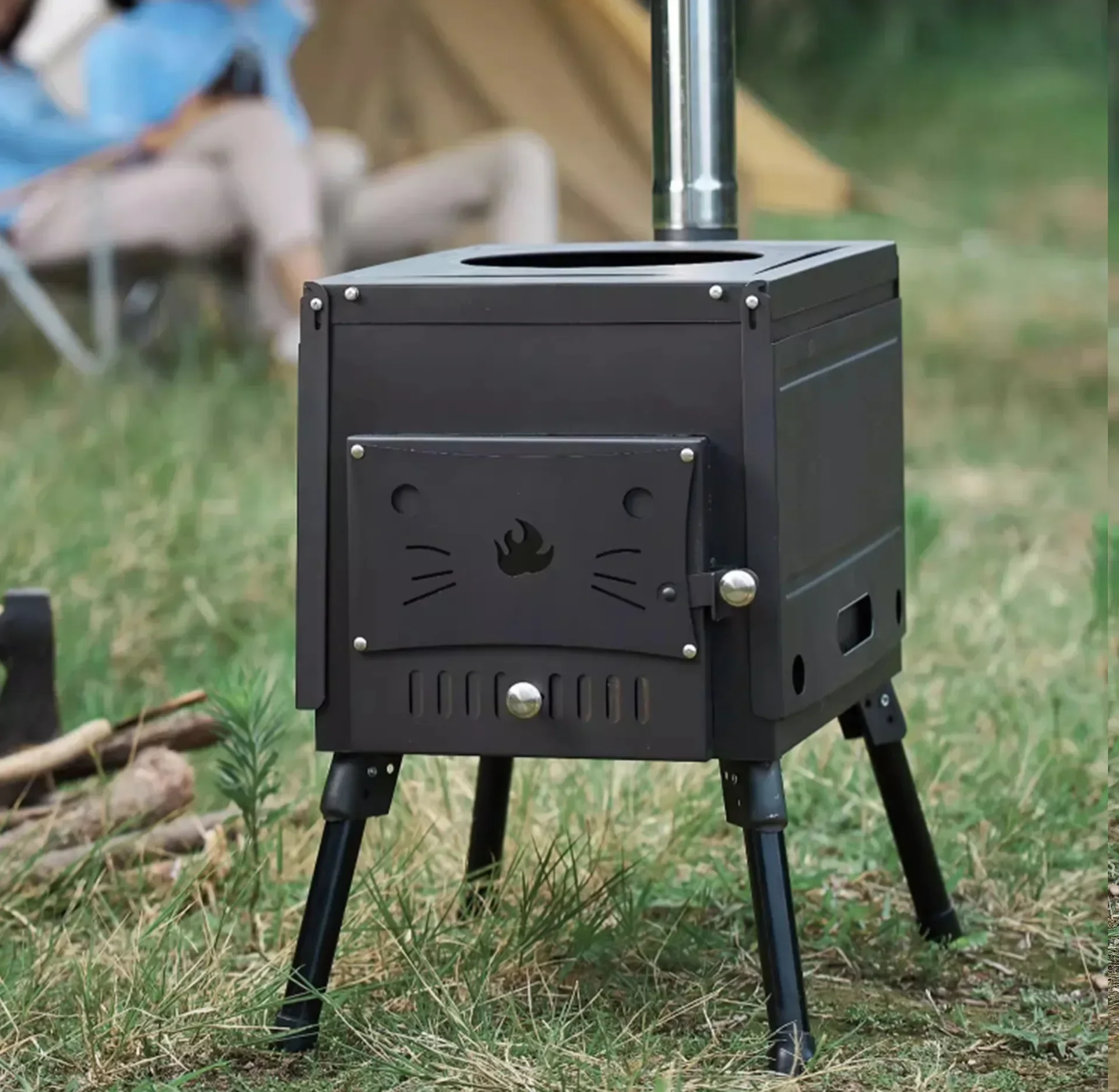 Outdoor roasting stove winter heating wood stove field camping new heating stove wood coal dual purpose tent smoke-free inside