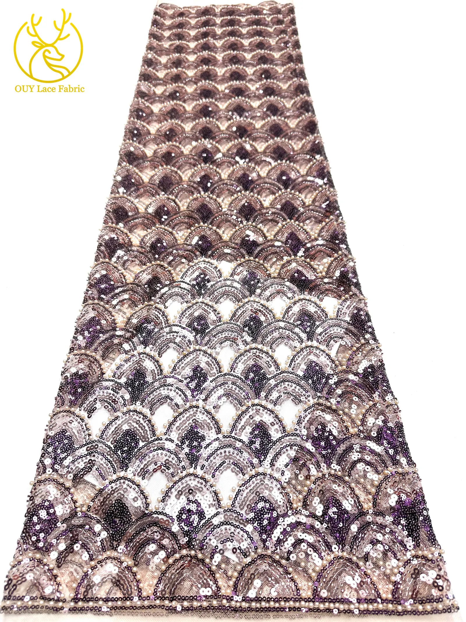 2026 Luxuriöser Afrikanischer Perlen-Spitzenstoff 5 Yards Hochwertiger Nigerianischer Französischer Pailletten-Tüll-Spitzenstoff Ideal für Hochzeiten und Bankette – Detail 27