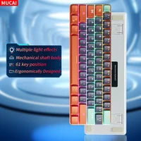 MUCAI 61 teclas USB con cable para juegos y equipos de deportes electrónicos teclado LED eje retroiluminado teclado mecánico para juegos interruptor rojo de escritorio
