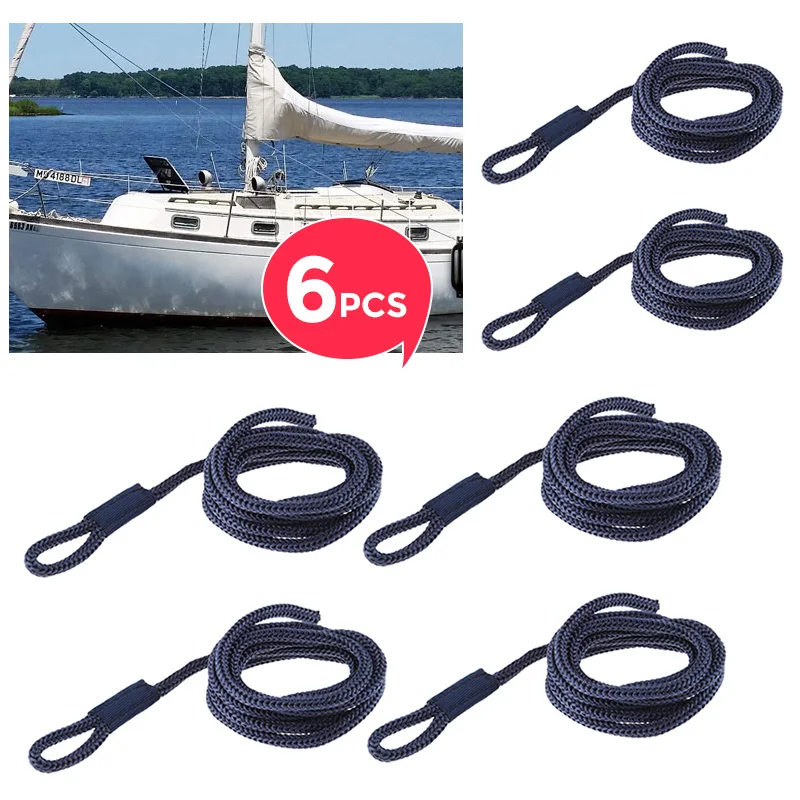 6pcs Boat Fender Lines Double Braided 6mm Thickness Bumper Fender Ropes Yacht Mooring Docking Ropes For Marine Speed Boat