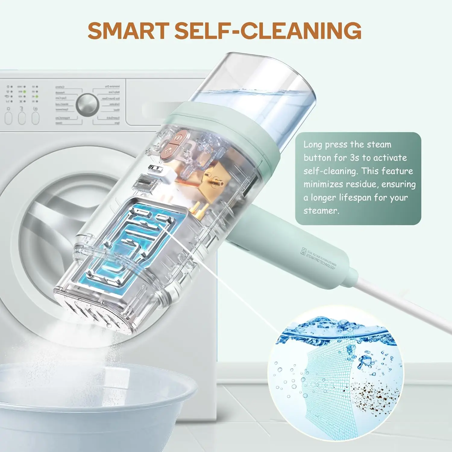 مكواة بخار للسفر بجهد مزدوج - محمولة باليد 120 فولت/220 فولت، 1200 وات، تسخين 20 ثانية، مكواة بخار للملابس قابلة للطي (أخضر)