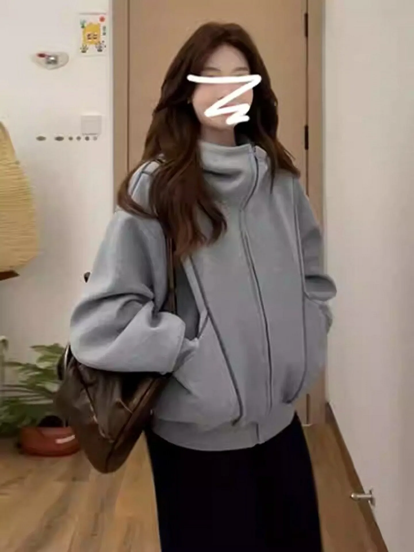 Dames Fce gevoerde hoodie Jaet Baseball Sle Thi Casual top losse luie mode herfst winter nieuwe collectie ritssluiting