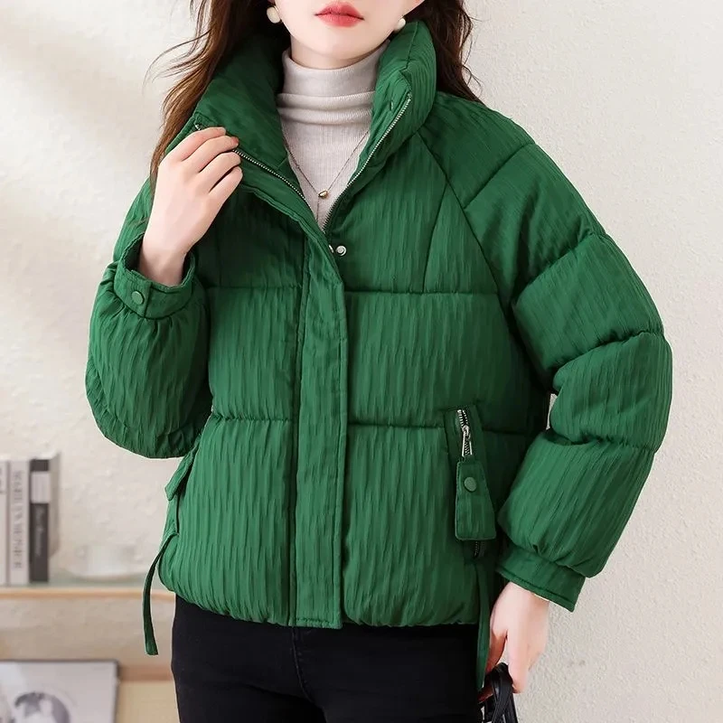 

Winter Coat for women 2025 New Stand up collar Down cotton Fashion Warm cold proof Coats Ladies Thick Short Cotton Parka Jackets