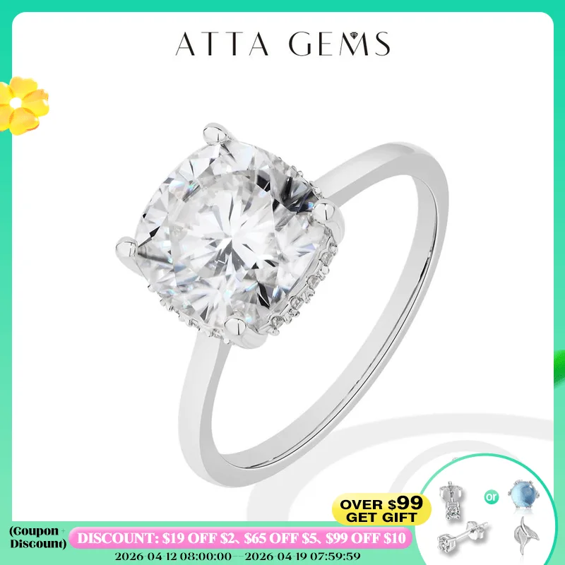 

Классическое кольцо с муассанитом ATTAGEMS Cushion Cut 3,5 карата для женщин DVVS1, настоящее серебро 925 пробы для помолвки, свадебные ювелирные изделия