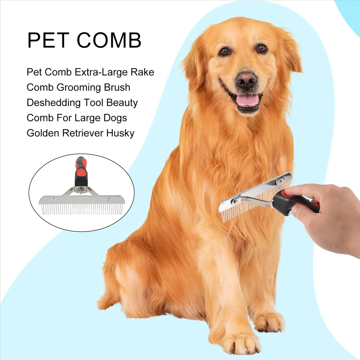 

A24I Pet Comb Extra-Large Rake Comb Grooming Brush Deshedding Tool Beauty Comb For Large Dogs Golden Retriever Husky