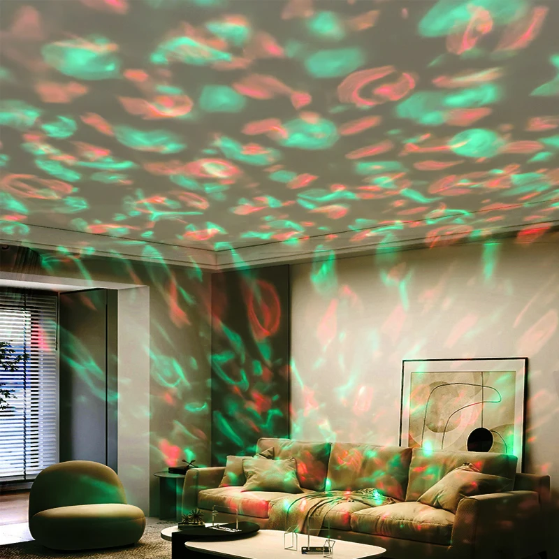Starry sky projector light ocean waves and nebulae night light room rotating bedroom romantic decoration party decoration.