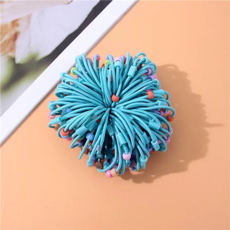 20 Pcs/Lot Child Baby Rubber Band Tie Gum Pink Rose Colorful Beads Ponytail Holders For Girl Elastic Hair Band Hair Accessories