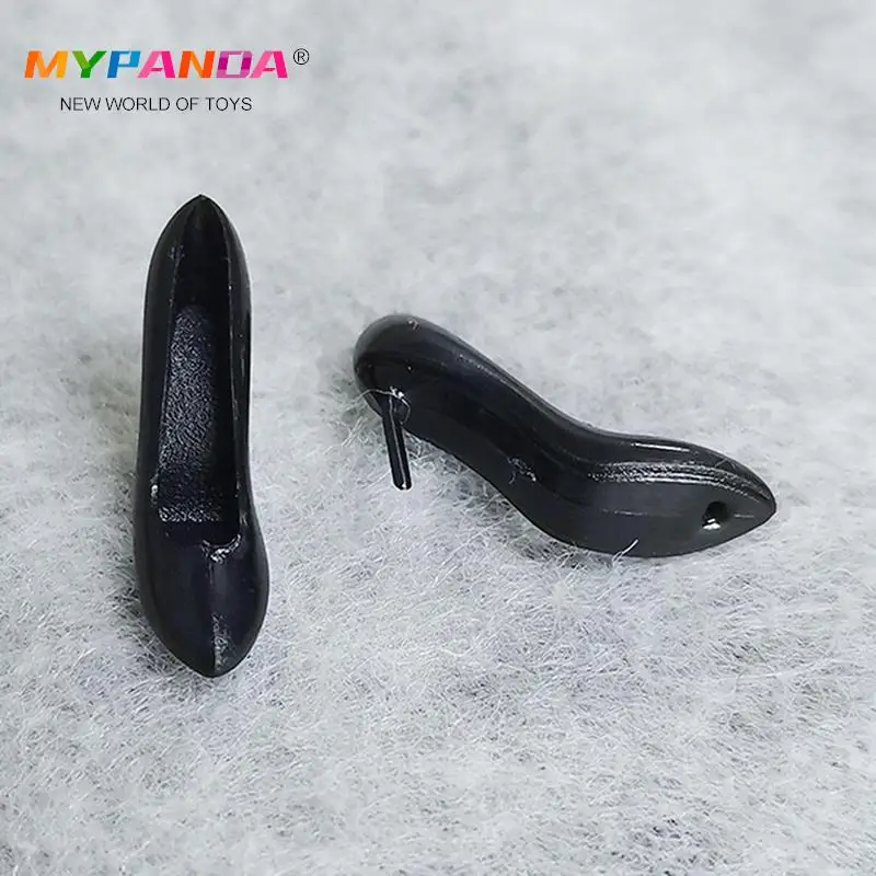 1Pair Fashion Black Casual High Heel Shoes For 1:6 Dolls Girls Gift Accessories Kids Pretend Toys