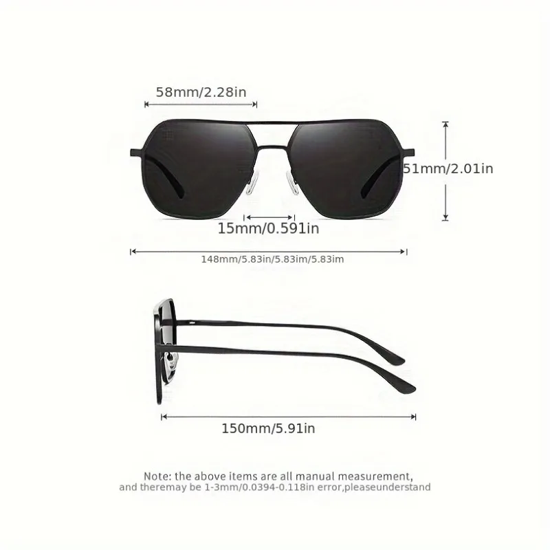 Big Frame Square Polarized Photochromic Glasses Metal Frame Men Women Driving Sun Glasses view 4