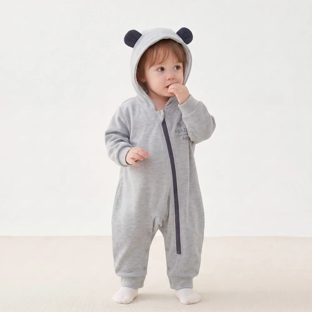 2026 Baby Spring and Autumn Winter  Super Cute Baby Hooded Zipper Jumpsuit 0-18 Months Kids Clothing Set