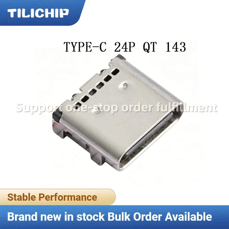 50~100PCS Brand new USB Connector Type-C 24P QT 143 SMD Right-Angle Female Socket 4-Pin Board Mount Stainless Steel Housing