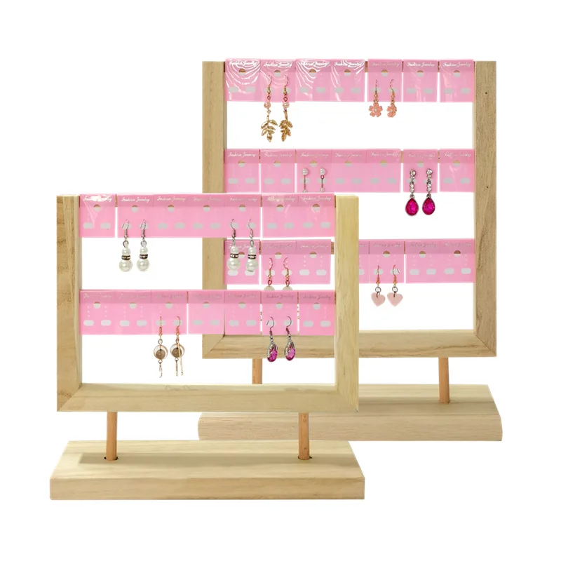 

Solid Wood Multi-layer Jewelry Display Stand Earring Rack Earring Piece Matching Display Stand Simple Jewelry Storage Prop
