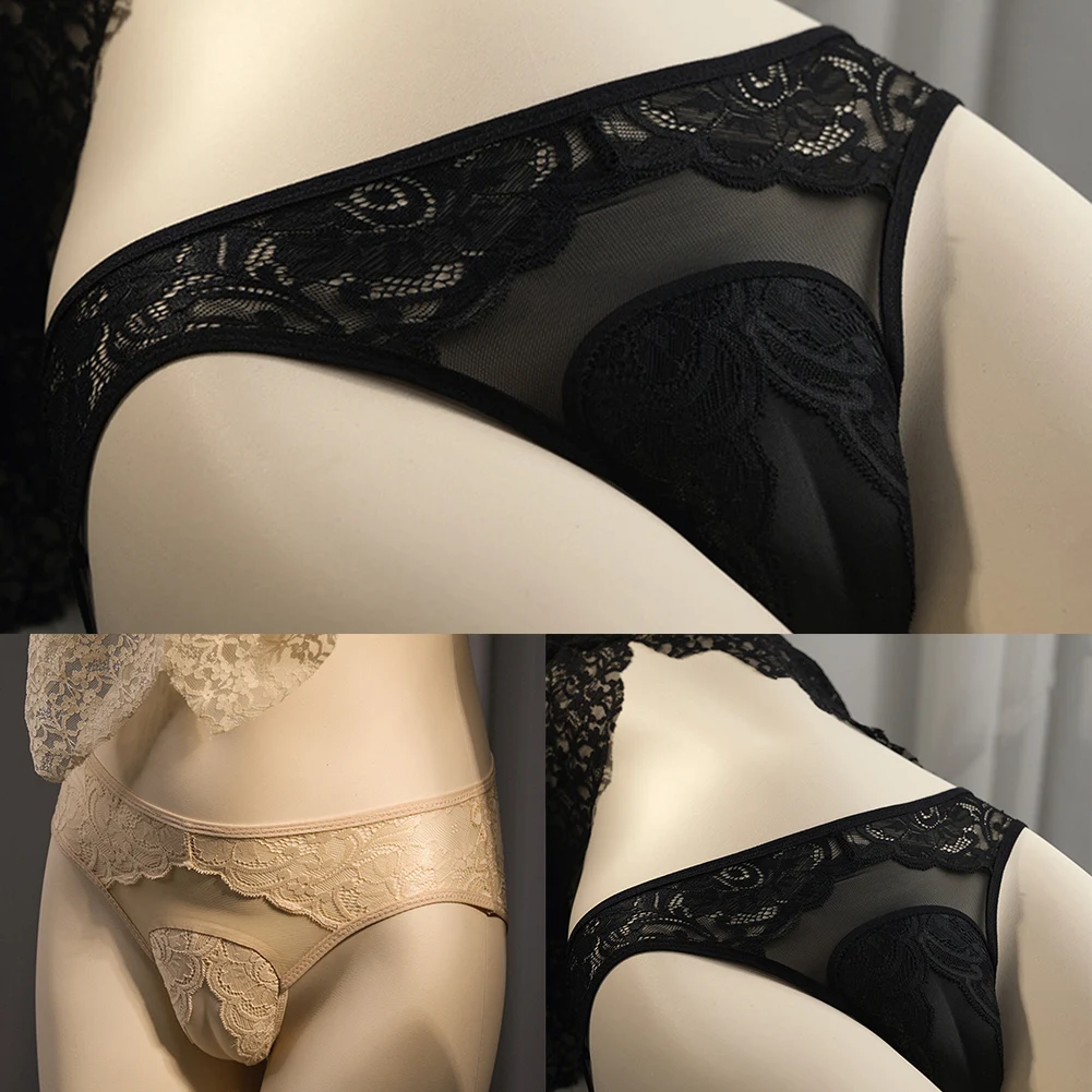 Sissy Open Back Hollow Out Panties Men Hiding Gaff Lace Crossdresser Transgender Shaping Panties Low Waist - Image 5