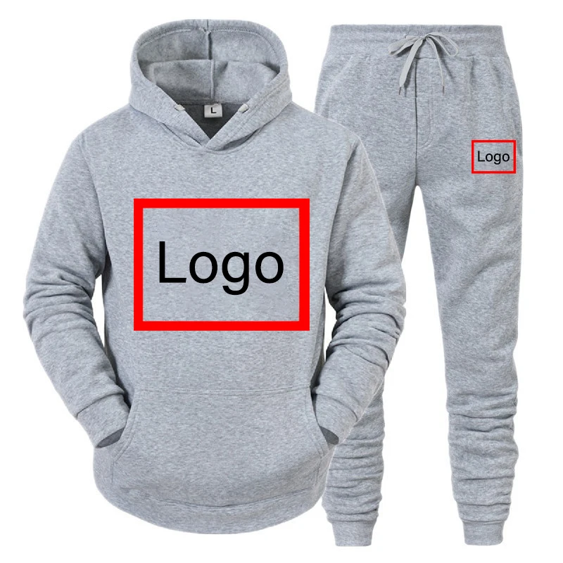 Mens Tracksuit Custom Logo 2022 Spring Autumn HoodiesPants Jogging Casual Sportswear Suits Two Piece Sets Oversized Men Clothes