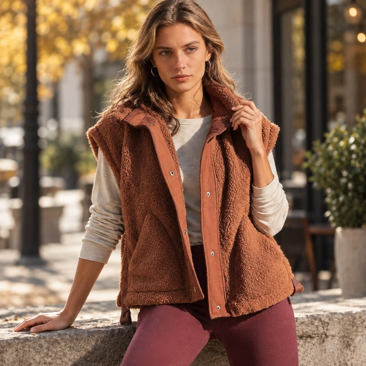 Loose Fit Distressed Coat Open Front with Japanese Korean Casual Single Breasted Regular Length Lapel Collar Women Vest Spring