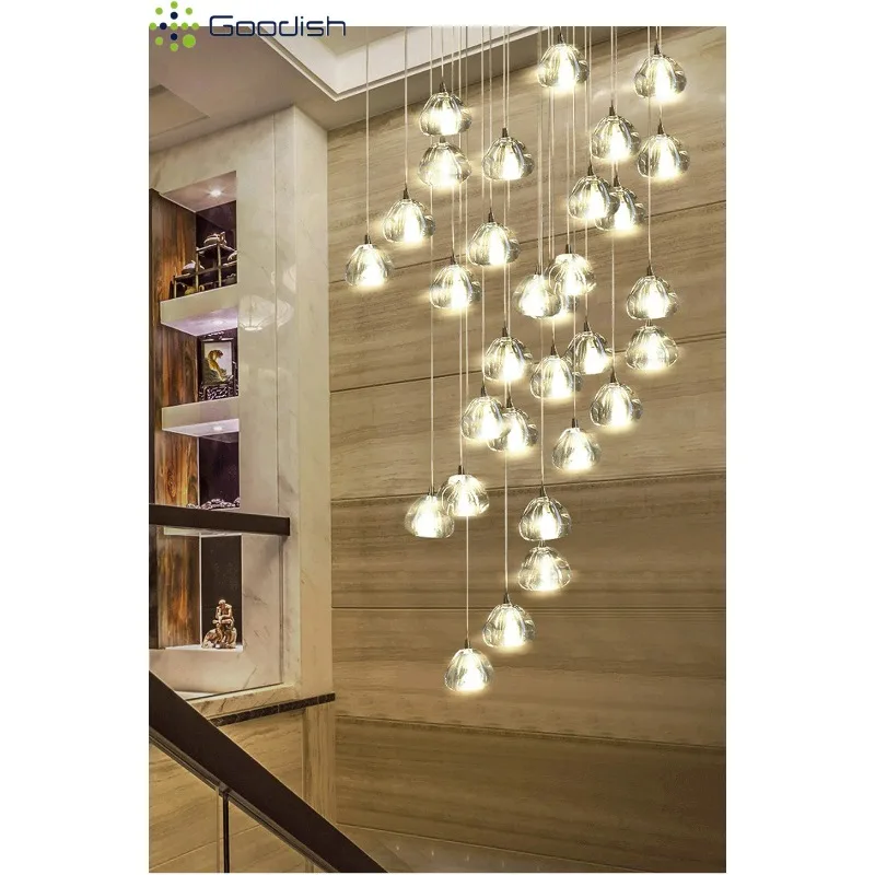 

Современные роскошные светодиодные подвесные светильники из матовой нержавеющей стали в форме капли, художественные креативные лампы для гостиной, украшения дома, люстра