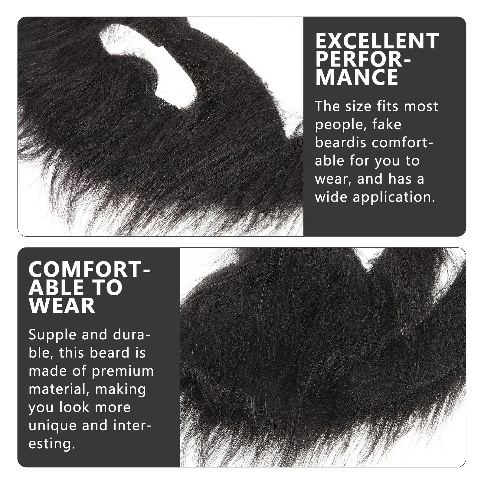 หนวดปลอม 2 ชิ้น สวมใส่สบาย น้ำหนักเบา สำหรับงานปาร์ตี้ การแสดง คอสเพลย์ อุปกรณ์ประกอบฉากหนวดปลอมสำหรับภาพยนตร์