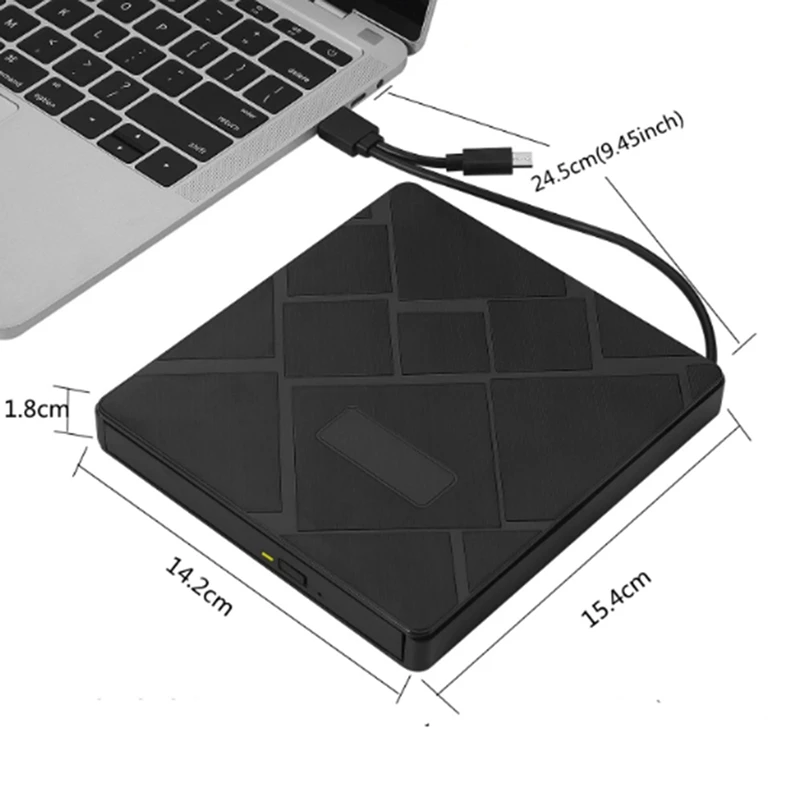 External DVD CD Drive USB 3.0 Type-C 5 in 1 DVD Burner Player Reader with SD/TF & USB Slots Optical Drives-ABFT