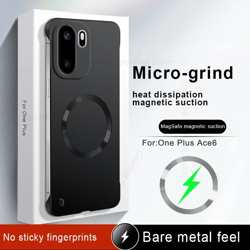 

For OnePlus Ace 6T 5 Pro Wireless Charging For Magsafe Phone Case For Oneplus Ace 3V 2V 2 3 6 Pro Tough PC Matte Frameless Cover