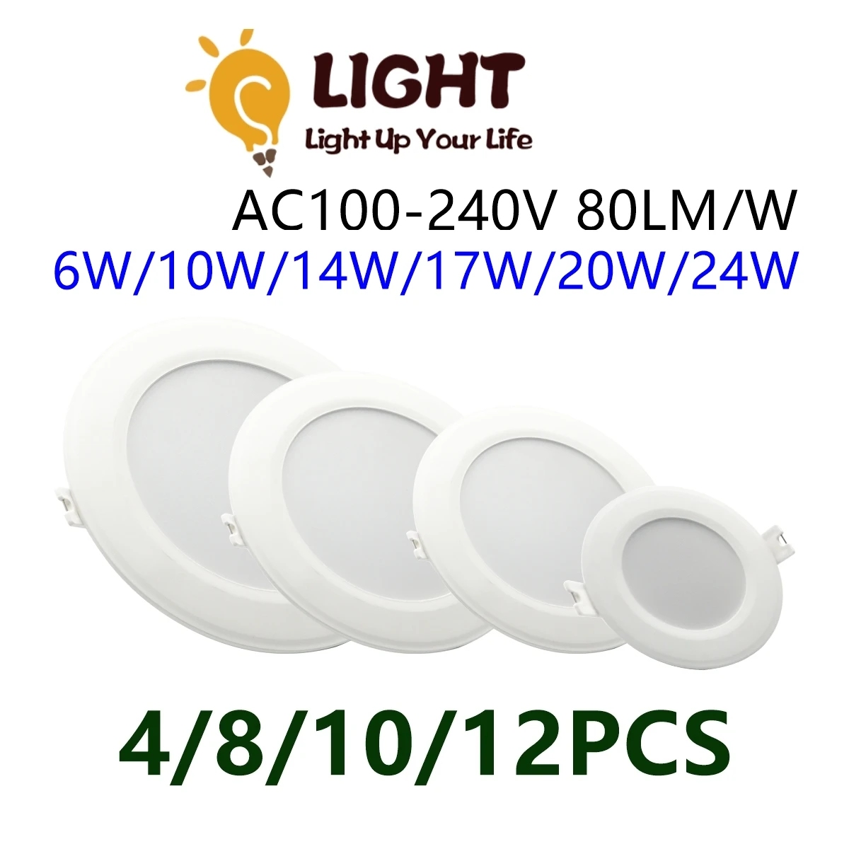 

LED ultra thin recessed downlight AC100-240V panel light 6W-24W ultra bright warm white light can be used in the kitchen study