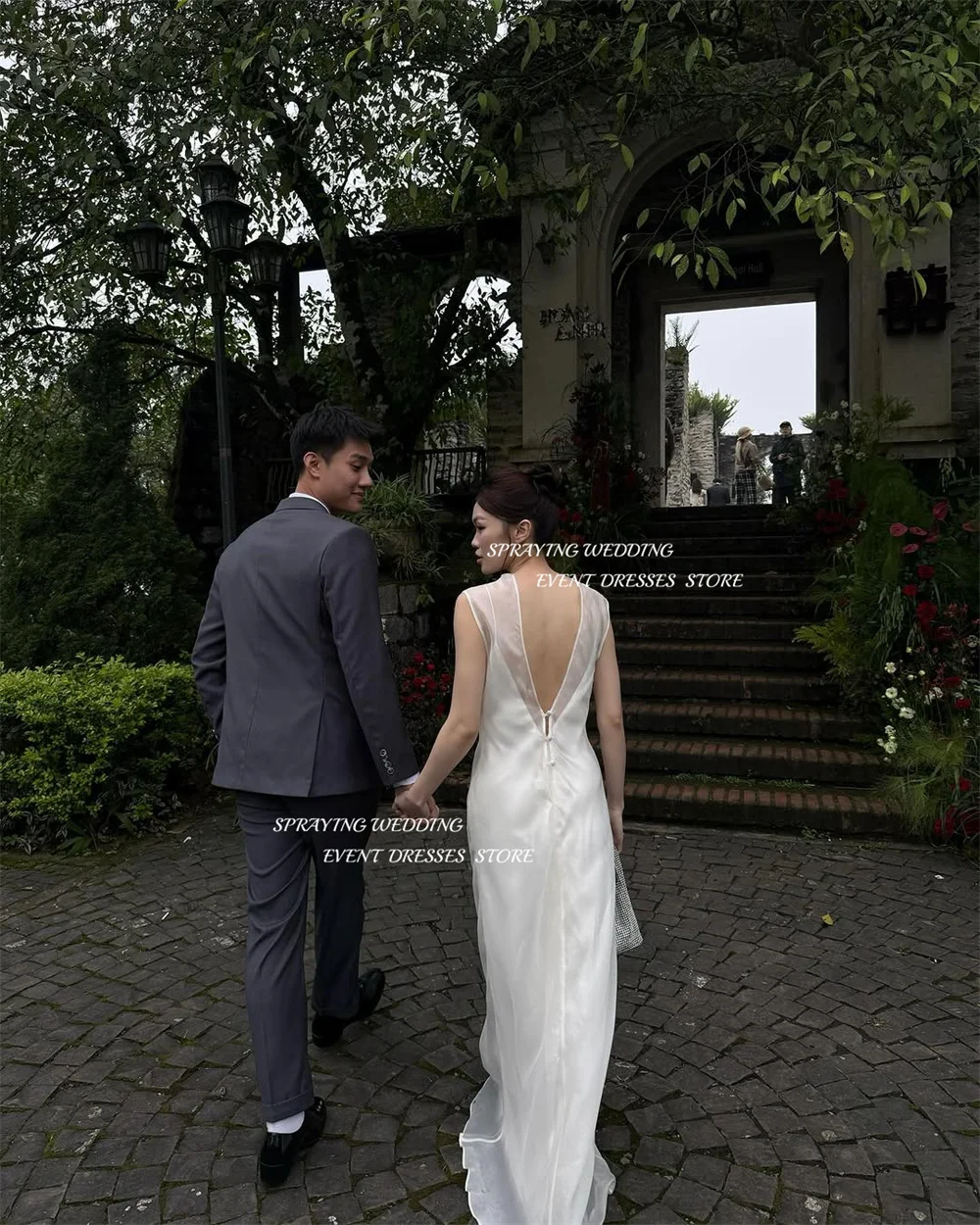 SPRAYING High Neck Sleeveless Wedding Dress Elegant Ivory Organza Bridal Gowns Floor Length Engagement Party Customized 2025