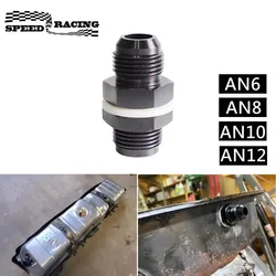 Male AN6 AN8 AN10 AN12 Flare Fuel Cell Tank Adapter Bulkhead Fitting Straight with Washer Black Aluminum Straight
