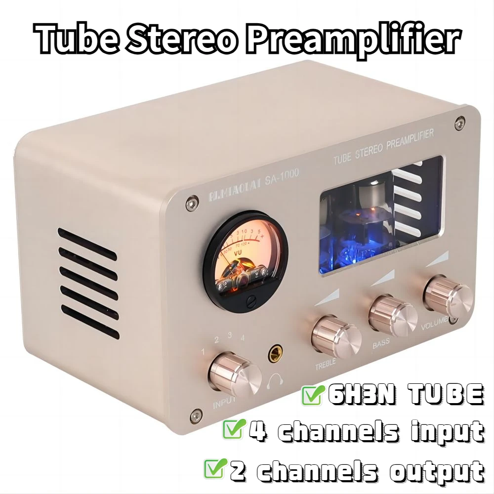 

Tube Stereo Preamplifier Amplifiers 2 Channels HiFi 6H3N Tube Preamp for Speaker Sound Amplifier Audio Home Theater Karaoke Amp