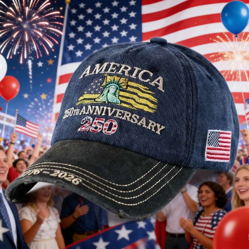 1 Stück USA 250th Anniversary Commemorative Baseball Caps für Herren, verstellbar, Retro-Stil, gewaschen, mit Sonnenschutz für Partys, Alltagskleidung